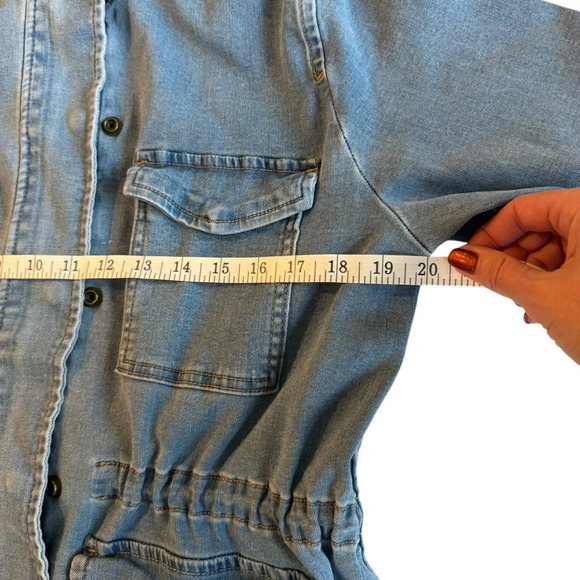 Judy Blue Womens M  Denim “Won’t Lose My Way” Utility Jacket~ Drawstring Waist - Picture 6 of 9